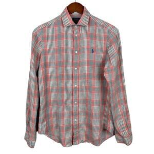 Polo by Ralph Lauren Coral and Gray Plaid Button-Down Shirt